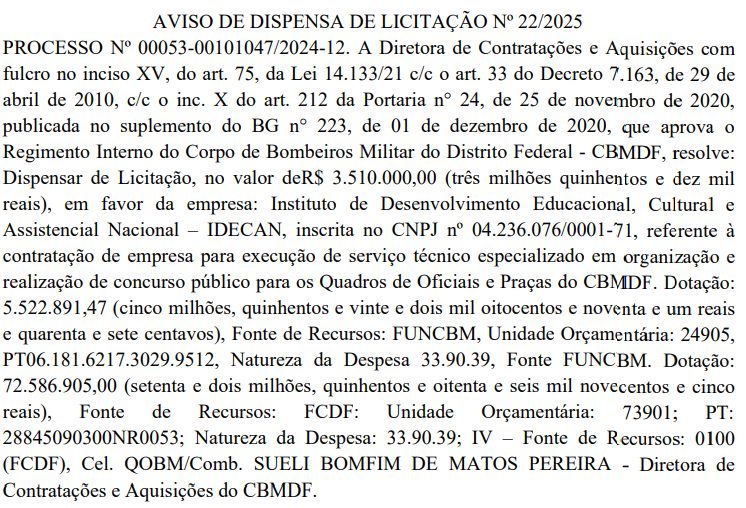 IDECAN é a banca do concurso CBMDF