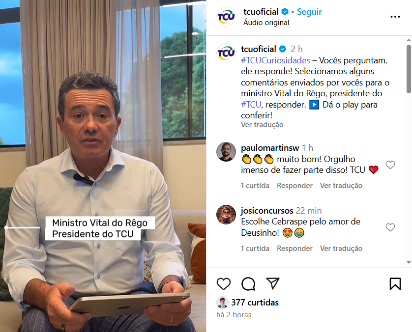 Presidente confirma concurso TCU para o cargo de Técnico
