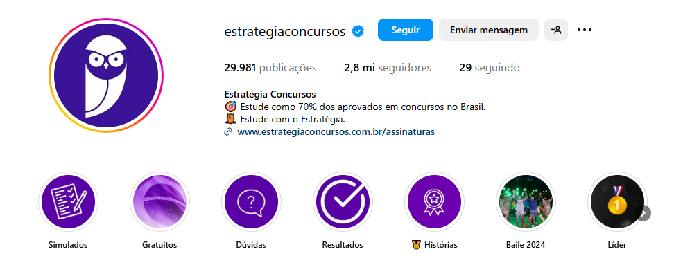 Instagram oficial do Estratégia Concursos | @estrategiaconcursos