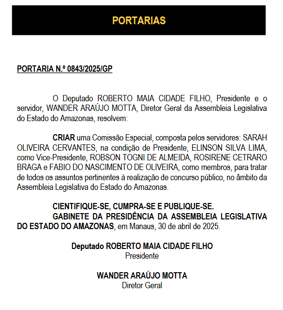 concurso ALEAM comissão
