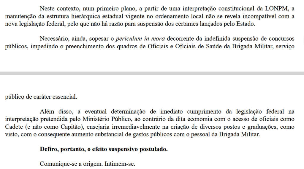 justiça decide pela retomada do concurso Brigada Militar RS para Oficiais