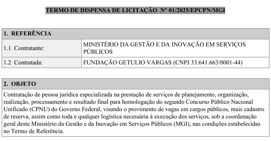 FGV é a banca do concurso Ministério da Saúde - CNU 2025
