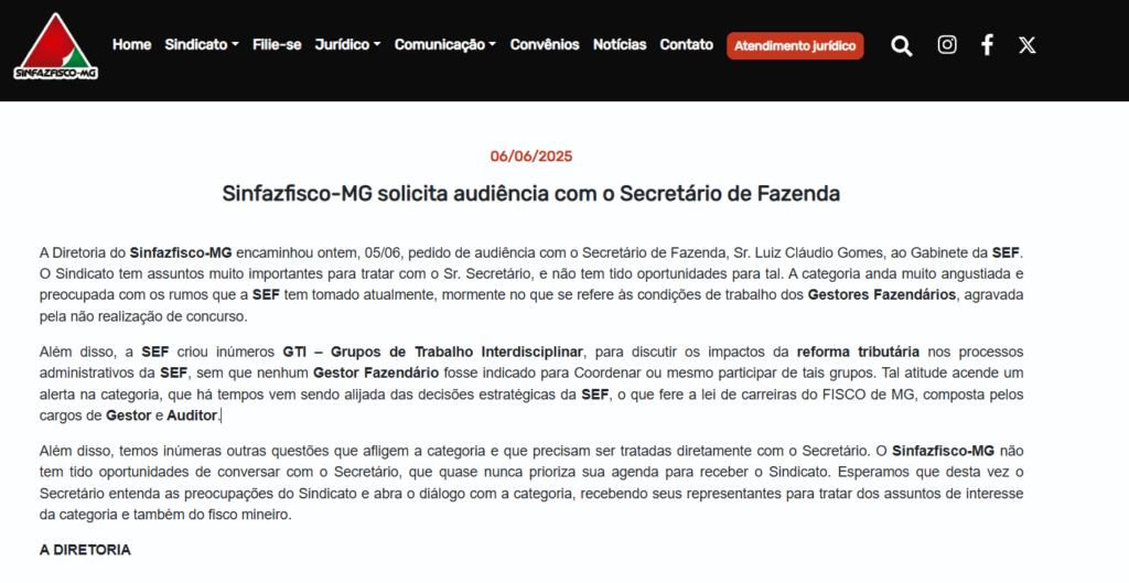 Novo Concurso Sefaz MG para gestor é solicitado pelo sindicato