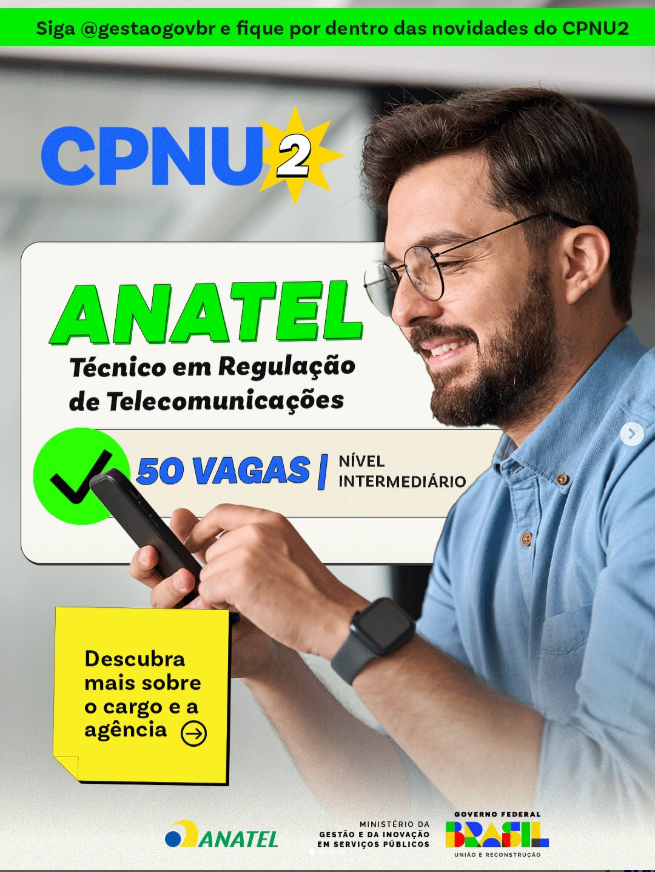 Concurso ANATEL terá 50 vagas para Técnico no CNU 2025!