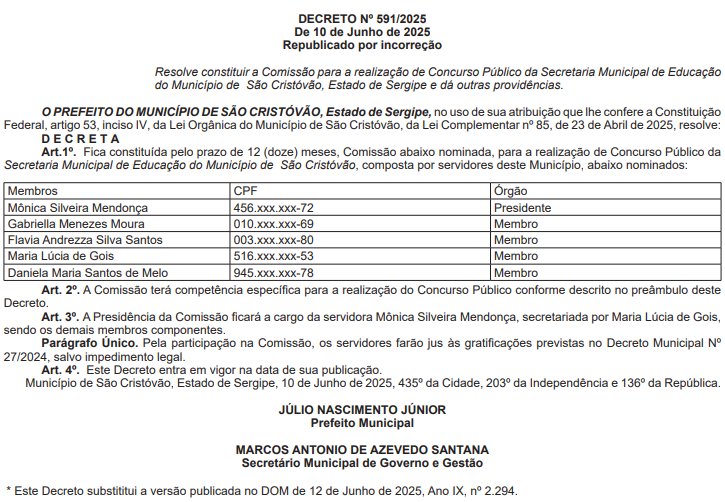 Comissão formada para novo edital