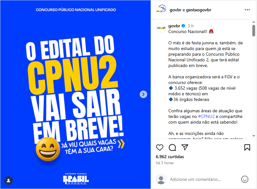CNU 2025 terá edital publicado em breve, afirma MGI!