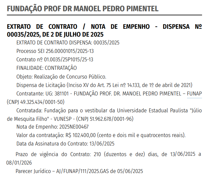 Concurso FUNAP SP: Vunesp é contratada como banca!