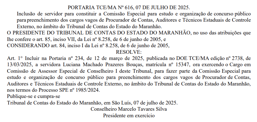 Comissão TCE MA tem comissão alterada; serão 118 vagas!