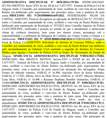 Solicitação de novo concurso PC AL