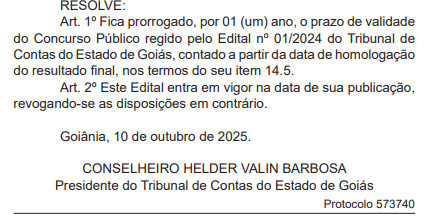 Concurso TCE GO: validade é prorrogada até 2026!