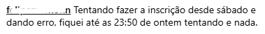 Comentários recebidos nas redes sociais do Estratégia Concursos acerca da dificuldade de inscrição no CNU 2025