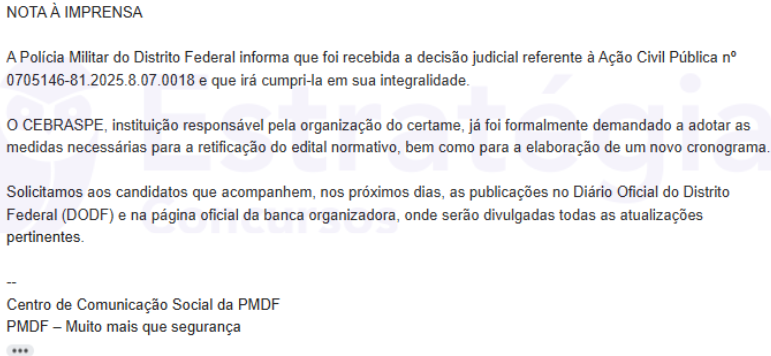 Assessoria da PMDF comenta sobre retomada do concurso PMDF Oficial
