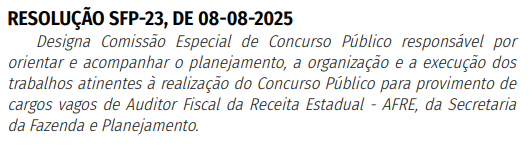 COMISSÃO FORMADA para concurso Sefaz SP 2025!