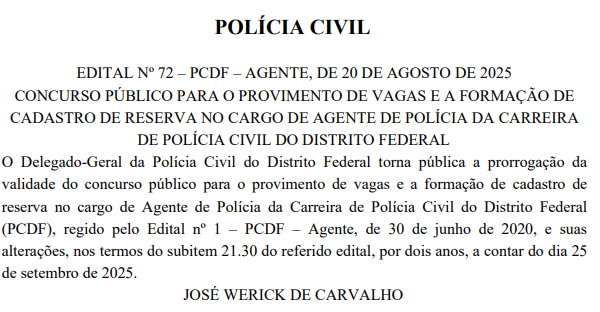 Validade prorrogada até 2027 para Agente