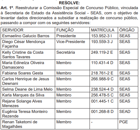 Concurso SEAS AM: comissão formada para novo edital!