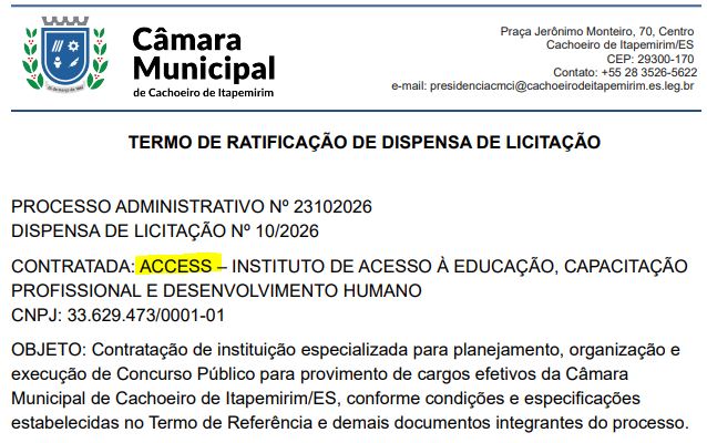 Concurso Câmara Cachoeiro de Itapemirim: banca definida!