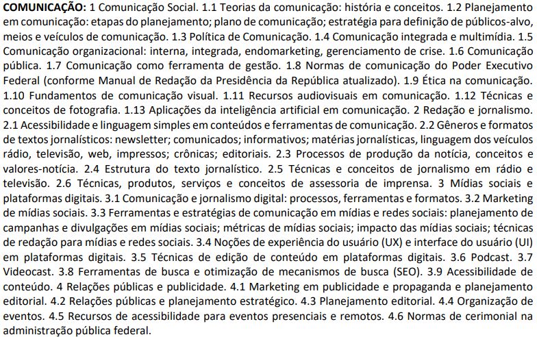 conhecimentos específicos