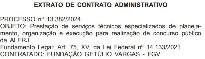 FGV é a banca do concurso ALERJ