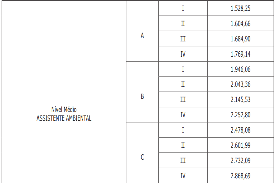 Estrutura remuneratória do cargo de nível médio