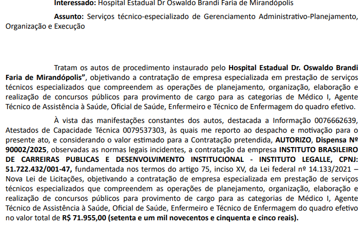 Legalle Concursos é a banca do edital SES SP