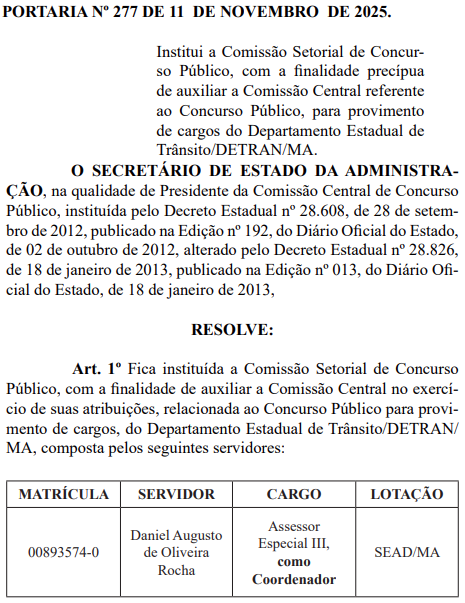 Detran MA: comissão formada