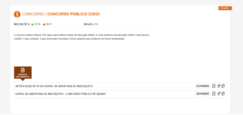 Concurso Itaquaquecetuba  inscrições