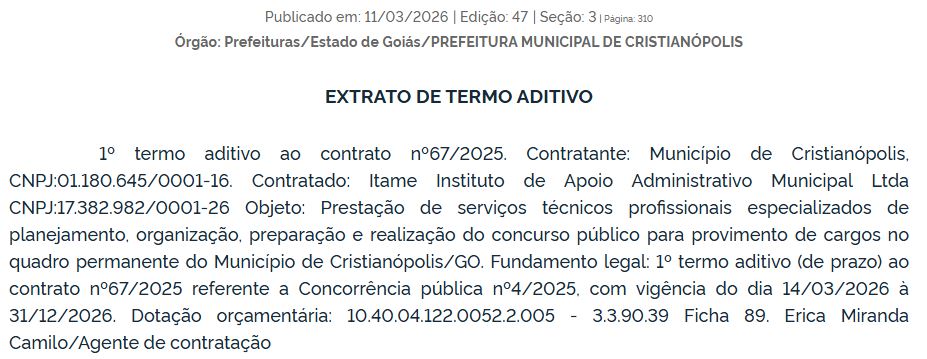 Concurso Cristianópolis GO: banca definida para novo edital!