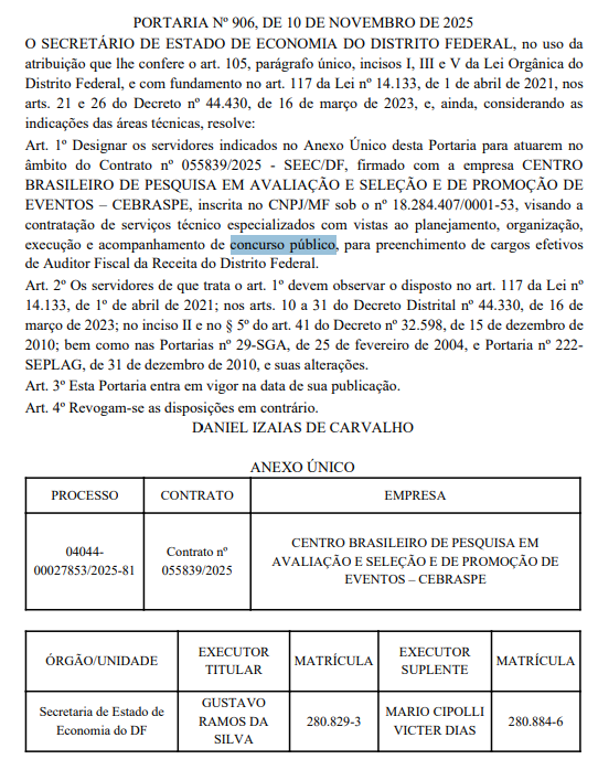 Concurso Sefaz DF: fiscais de contato definidos; edital iminente