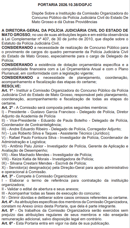 Comissão do concurso PC MT