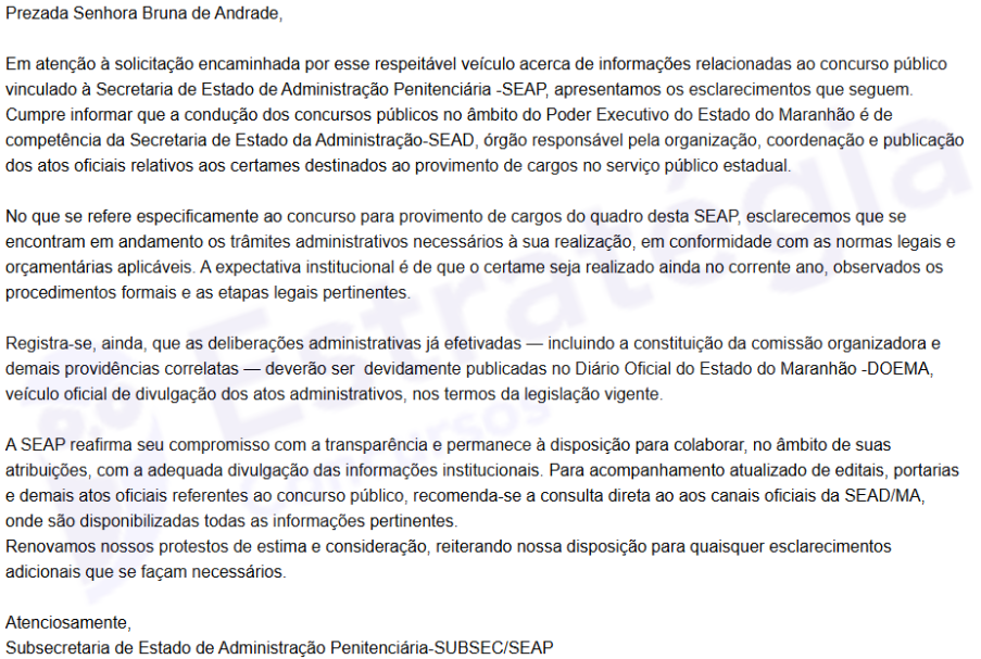 Informações sobre o novo concurso Polícia Penal MA