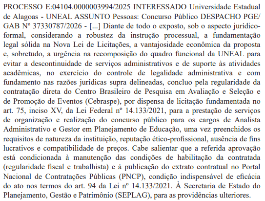 Cebraspe é banca do novo edital