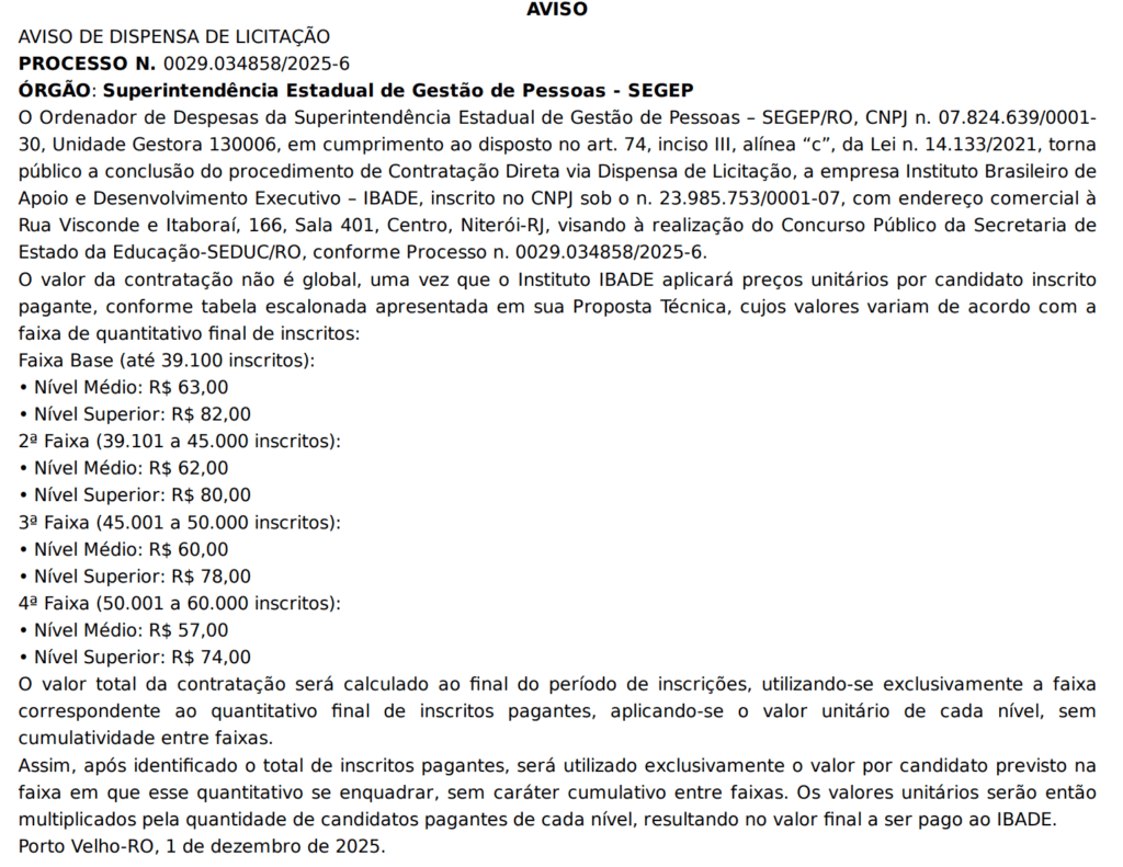 IBADE é a banca do novo edital