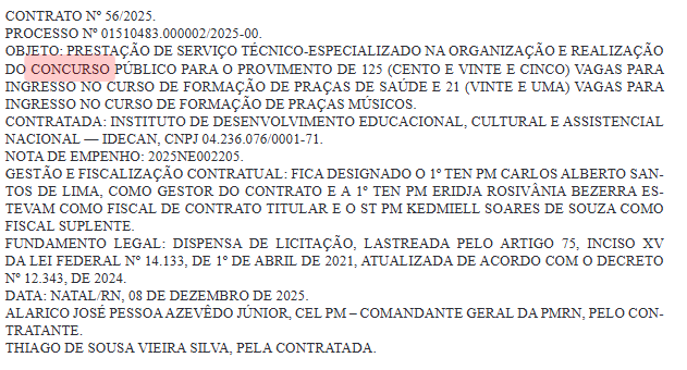 IDECAN é a banca do novo concurso PM RN; 146 vagas!