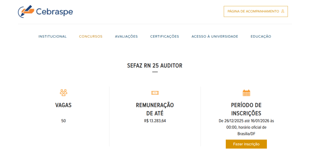 Concurso Sefaz RN: inscrições abertas até 16 de janeiro!