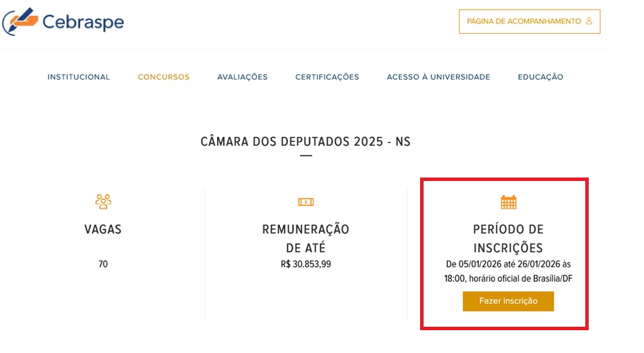 Passo a passo para se inscrever no concurso Câmara dos Deputados