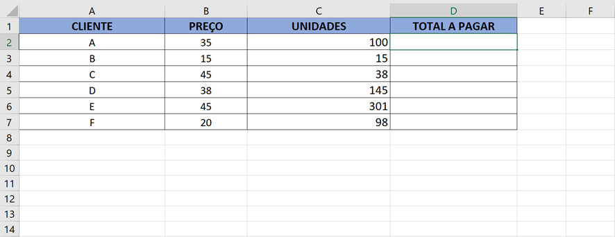 Função SE Excel: exemplo 3