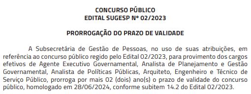 prorrogação da validade concurso SMPOG BH