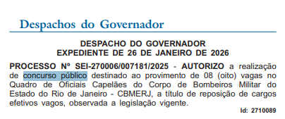 Autorização de edital para Oficial Capelão