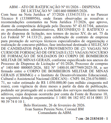 IDECAN é a banca do concurso Bombeiro MG