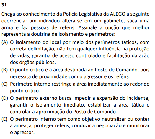 Concurso ALEGO Policial - recursos de Gestão de incidentes críticos e negociação