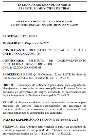 Concurso Tibau RN: edital em breve com organização do IDIB