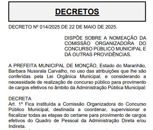 Concurso Monção MA é previsto após anos sem edital!