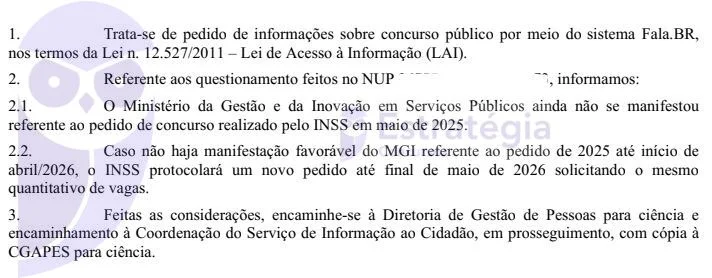 Sem retorno do MGI, INSS prepara novo pedido de concurso