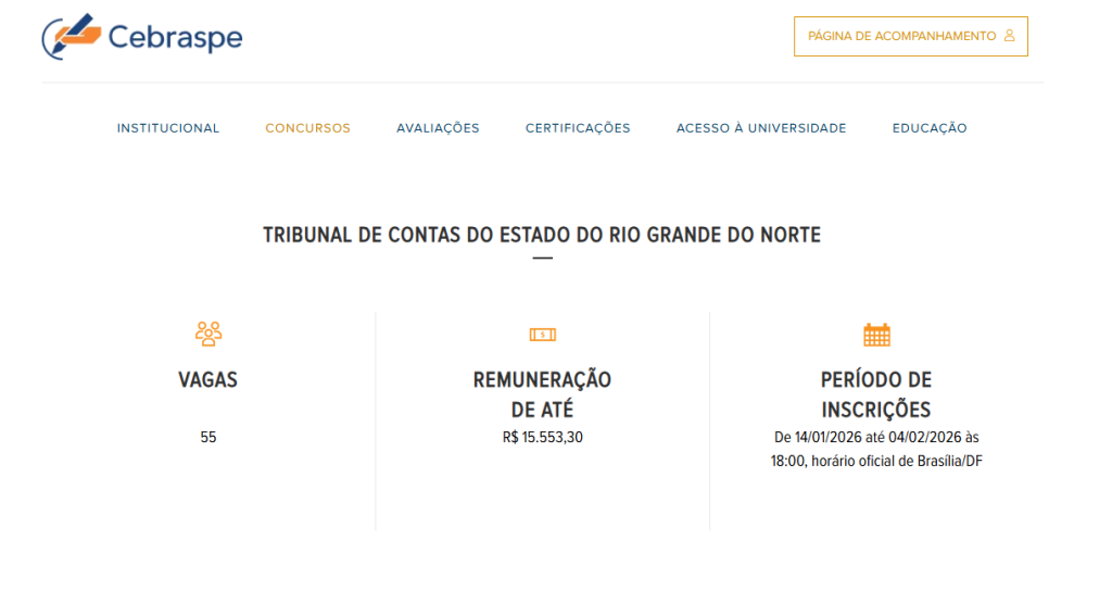 Concurso TCE RN taxa 
