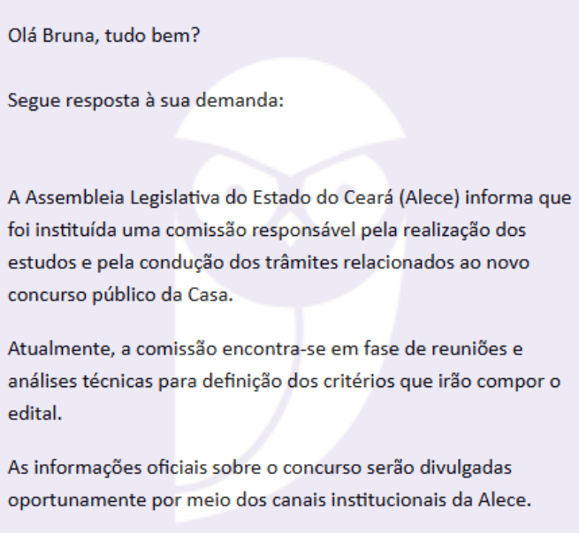 Assessoria confirma fase de reunião e análises técnicas do concurso ALECE