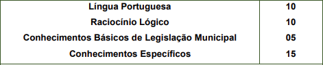 Disciplinas cobradas nas provas do concurso Santana de Parnaíba Saúde
