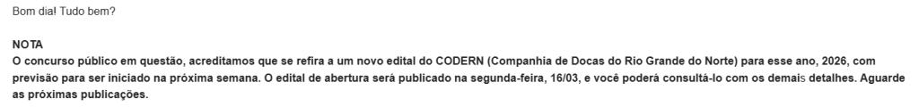 Concurso Codern 2026: novo edital próxima segunda (16)!