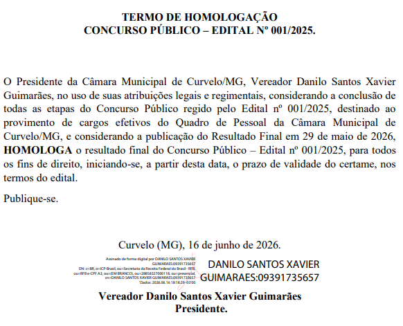 Concurso Curvelo homologado