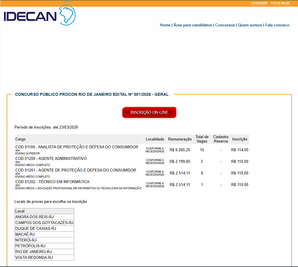 Inscrições do Procon RJ terminam hoje (23)