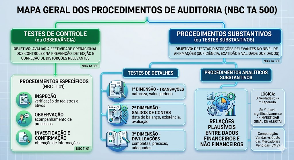 Teste de controle e procedimentos substantivos.